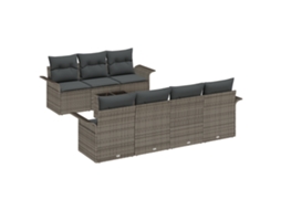 Conjunto 8 Móveis De Jardim Vidaxl Cinzento Vime Pe (55 X 55 X 37 Cm)