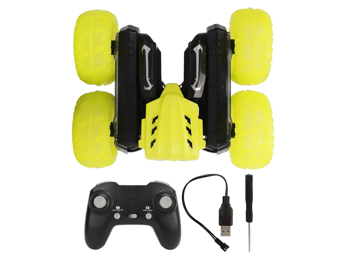 Mali carro de Acrobacias Rc com Luz e Som Capaz de Giro 360º e Inversão Duas Faces Amarelo