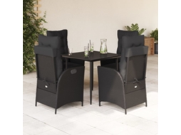 5 Pcs Conjunto De Jantar P/ Jardim C/ Almofadões Vime Pe Preto Dkd Home Decor