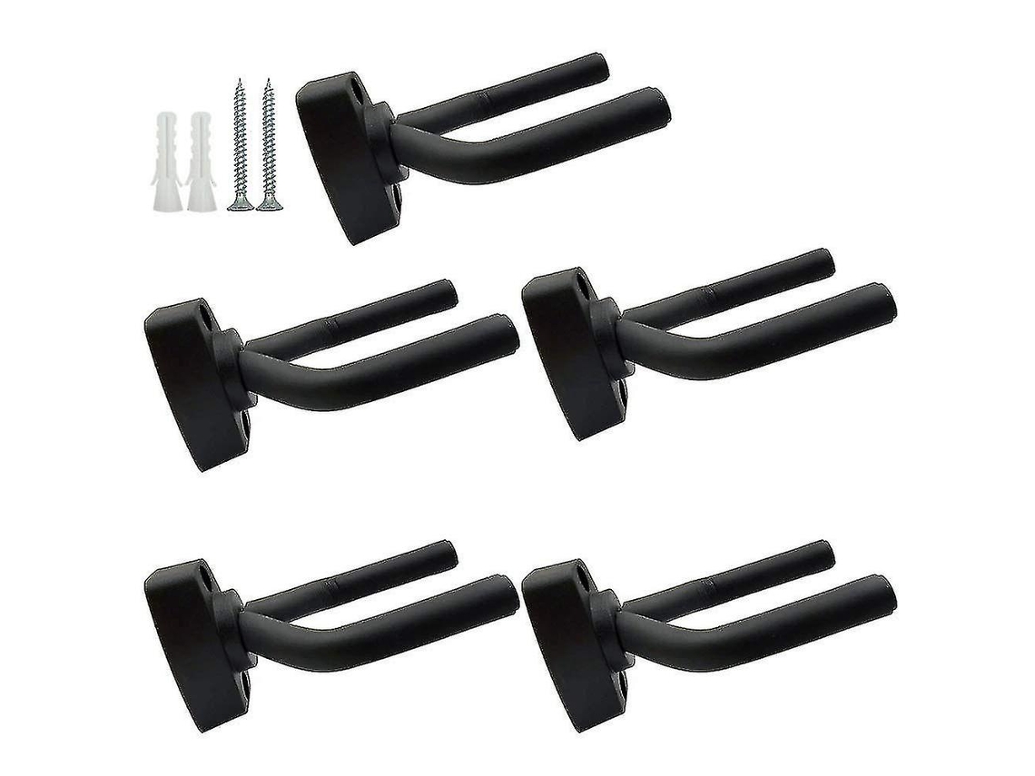 Conjunto de 5 Suportes de Parede Pretos para Guitarra com Parafusos, Compatíveis com Guitarras AQUAFORGE