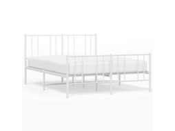Estrutura de Cama com Cabeceira e Pés Metal Branco MAISON EXCLUSIVE 140x200 cm