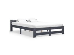 Estrutura De Cama 160x200 Cm Pinho Maciço Cinzento-escuro