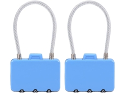 Cadeado de Combinação 3 Dígitos, Cadeado para Bagagem com Haste Arame Mm, Azul, Pacote 2 Unidades CHABERLU