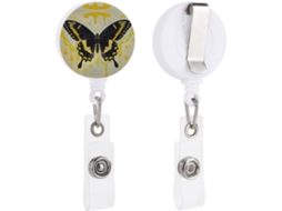 Clip Crachá Retrátil, Clip Identificação com Carimbo Borboleta Dourado, Clip Crachá Enfermagem, Suporte