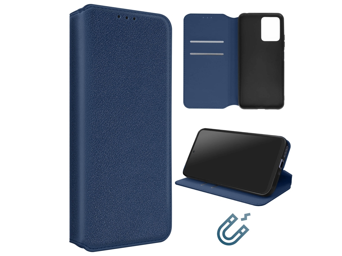 Capa Para Xiaomi Redmi Note 12 Pele Magnética Azul