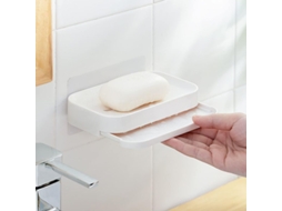 2 Pack de Porta Sabonete Nova Line, com Prateleira de Drenagem, Adesivo, Branco