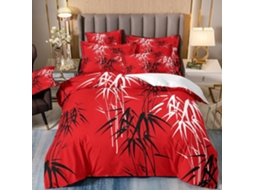Capa de Edredom com Estampa 3D Bambu em Microfibra Fronha 220x240 Cm (LxAxP), 80x80 Cm