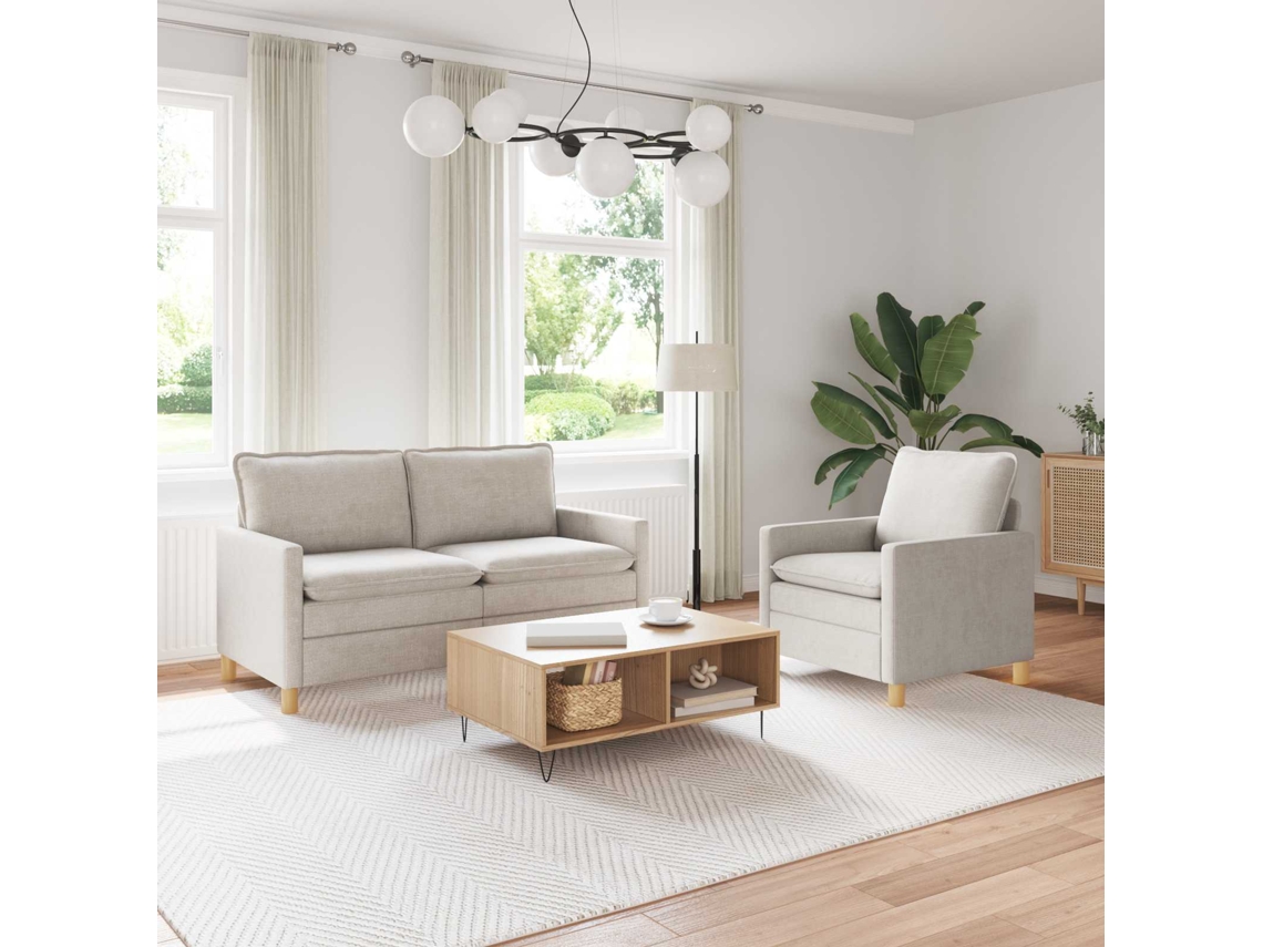 Vidaxl Conjunto De Sofás 2 Pcs Creme Poliéster