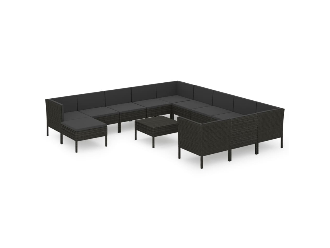 Garden Lounge Set, Garden Lounge Sets Vidaxl Preto Rattan / Vime (n/a)