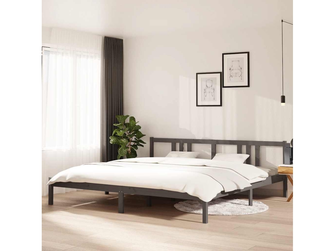 Vidaxl Estrutura De Cama 200x200 Cm Madeira Maciça Cinzento