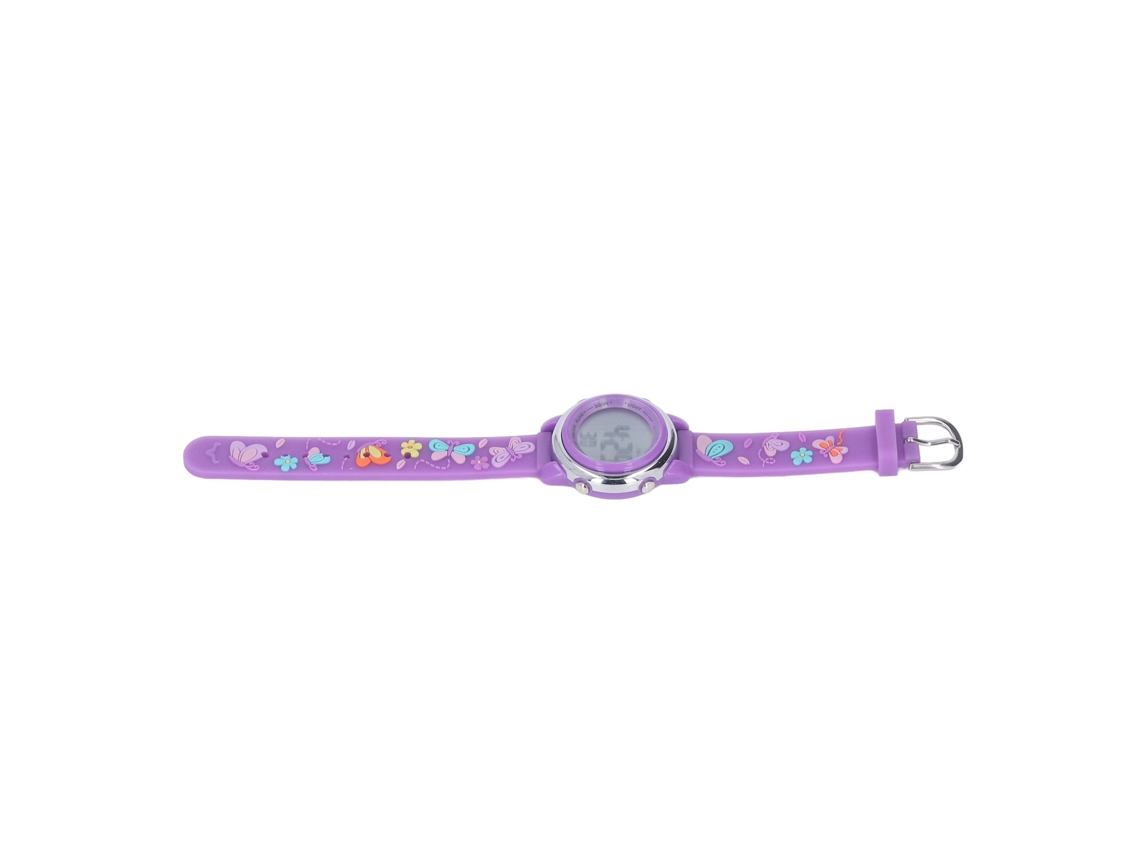 Primerox relógio Infantil Led Digital com Luz de Fundo À Prova D'água Desenho Animado Roxo Escuro