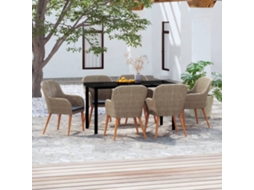 Vidaxl 7 Pcs Conjunto De Jantar Para Jardim Com Almofadões Castanho