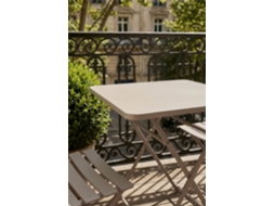 Conjunto de Mesa Quadrada Sklum 60x60 Cm Dobrável E 2 Cadeiras De Jardim Em Aço Tamarit Aço Mocha Marrom