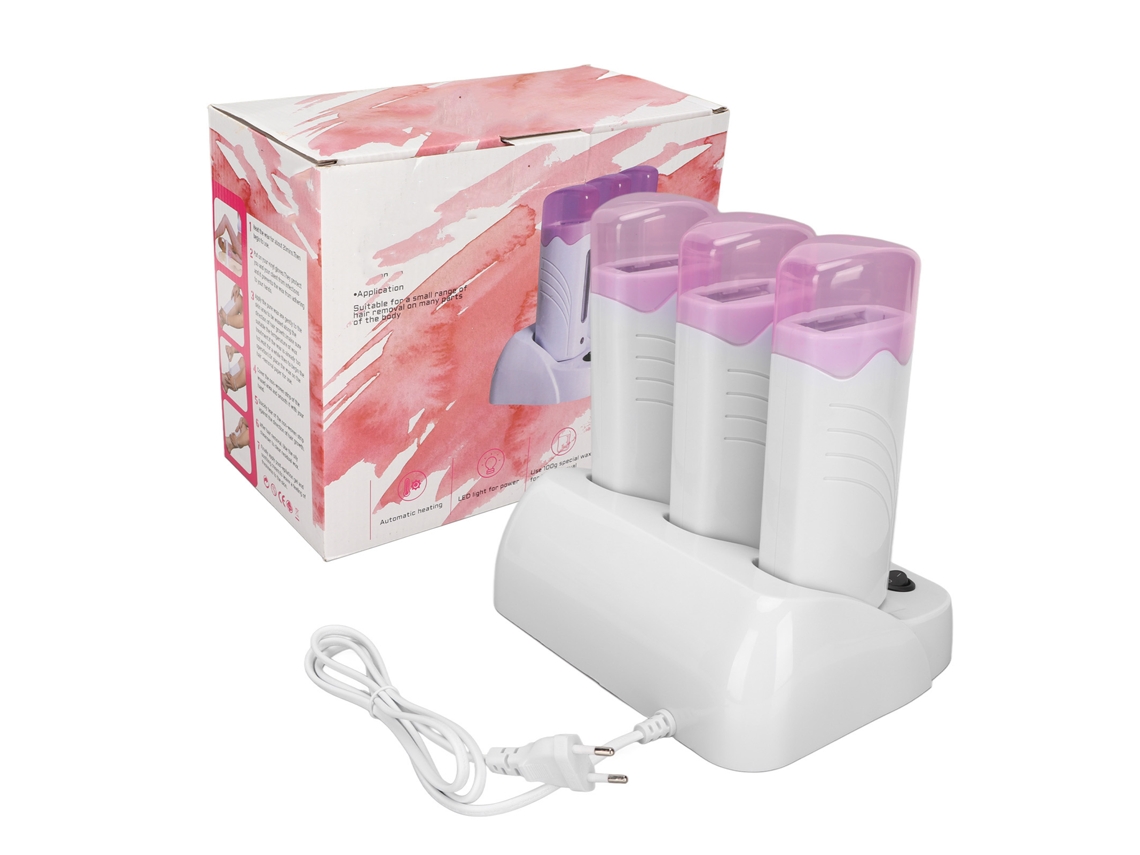 Kit Depilador Elétrico Portátil com Cera, 3 Peças, 220V (Europa)