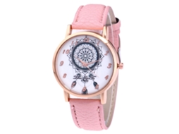 Relógio de Quartzo com Pulseira de Couro Estilo Simples Fashion para Jovens (rosa)