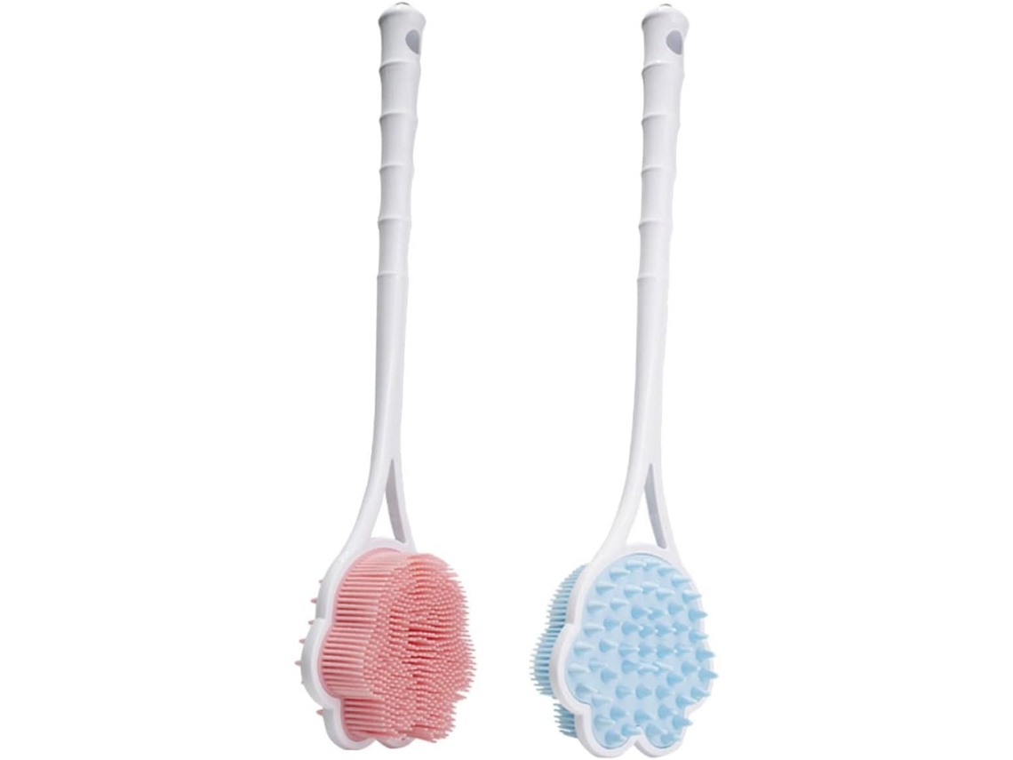 Lurelia Conjunto De 2 Escovas Para Costas Para Duche, Cabo Longo, Pega Ergonómica E Com Argola, Uso Diário Prático