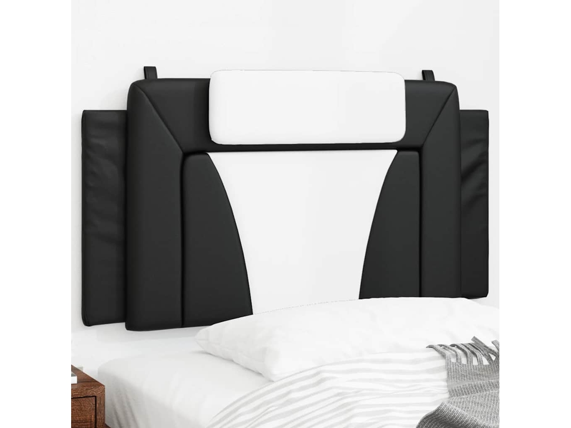 Vidaxl Almofadão De Cabeceira Viana 100 Cm Couro Artificial Preto E Branco