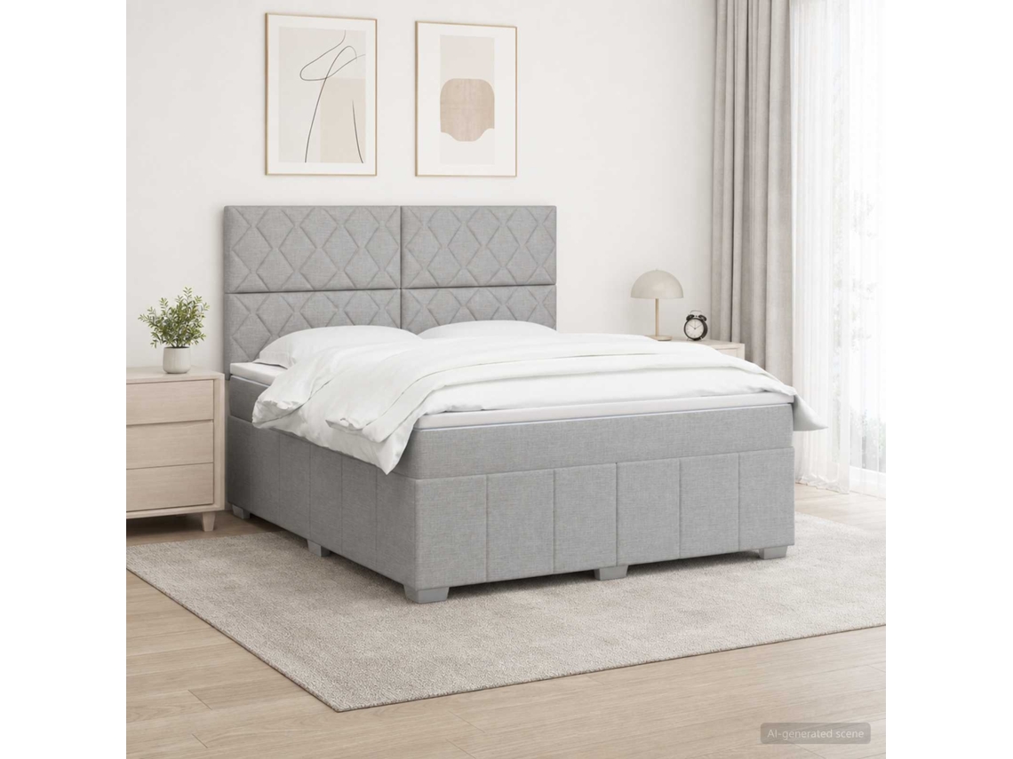 Vidaxl Cama Box Spring Com Colchão Cinzento-claro 140 X 200 Cm Tecido