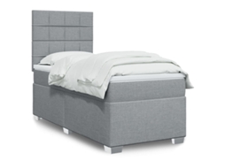 Vidaxl Cama Com Molas/colchão 90x200 Cm Tecido Cinza-claro