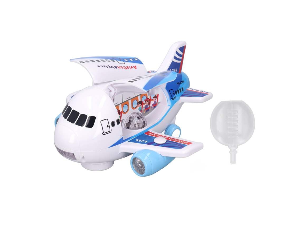 Ats brinquedo de Avião Elétrico para Crianças com Luzes, Música, Porta Abrível e Névoa Azul Modelo Aeronáutico Simulado