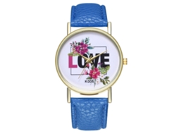 Relógio de Pulso Feminino Simples de Couro Pu Analógico Quartzo Zhoulianfa Azul Royal