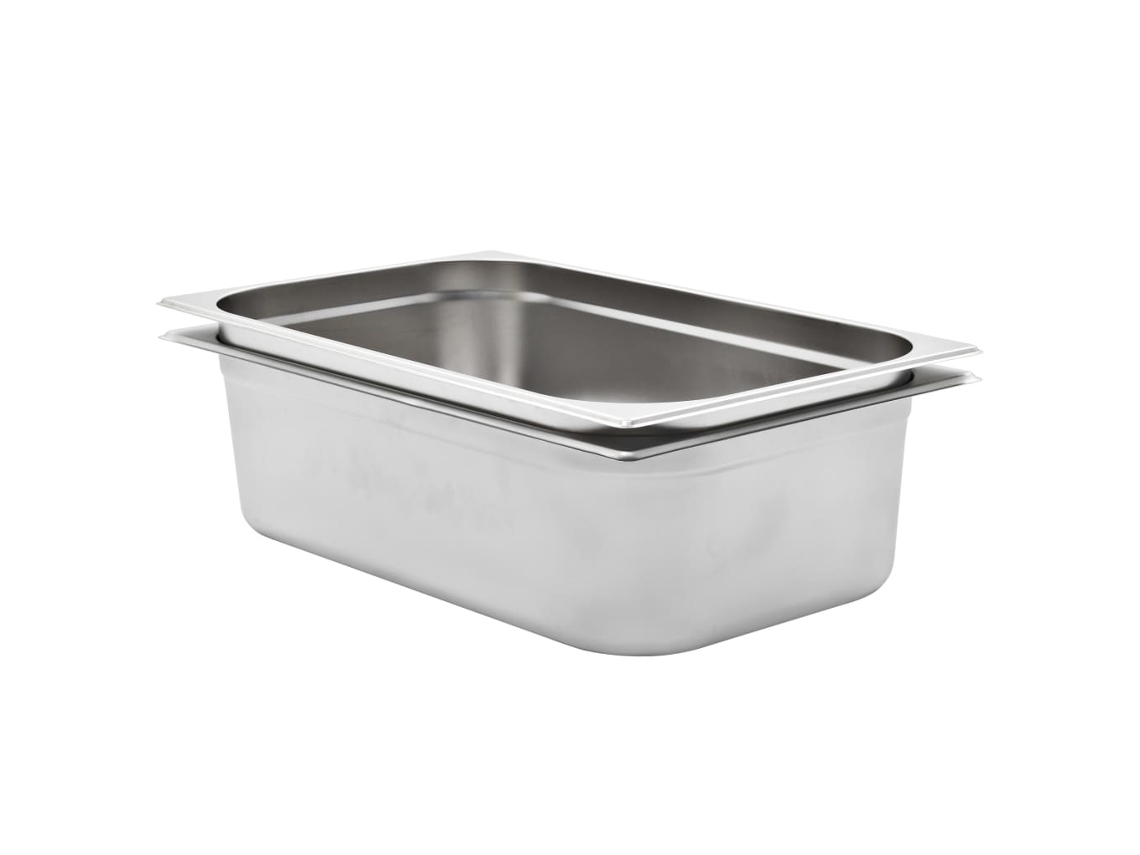 Vidaxl Recipientes Gastronorm 2 Pcs Gn 1/1 150 Mm Aço Inoxidável