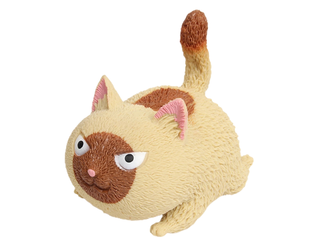 Bola antiestresse macia e fofa em formato de gato bravo da Ats, ideal para crianças e adultos.