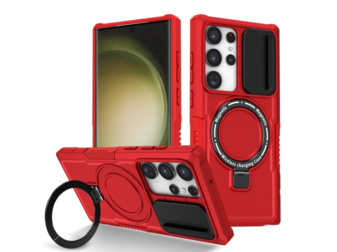 Capa Zruxe Compativel Com Samsung Galaxy S23 Ultra 5g (sliding Camshield - Magsafe - Tpu Hybrid Pc - Vermelho)