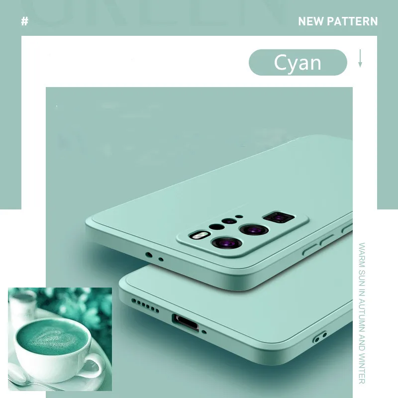 Capa De Silicone Líquido Macia (ciano) Para Redmi Note 9 Pro