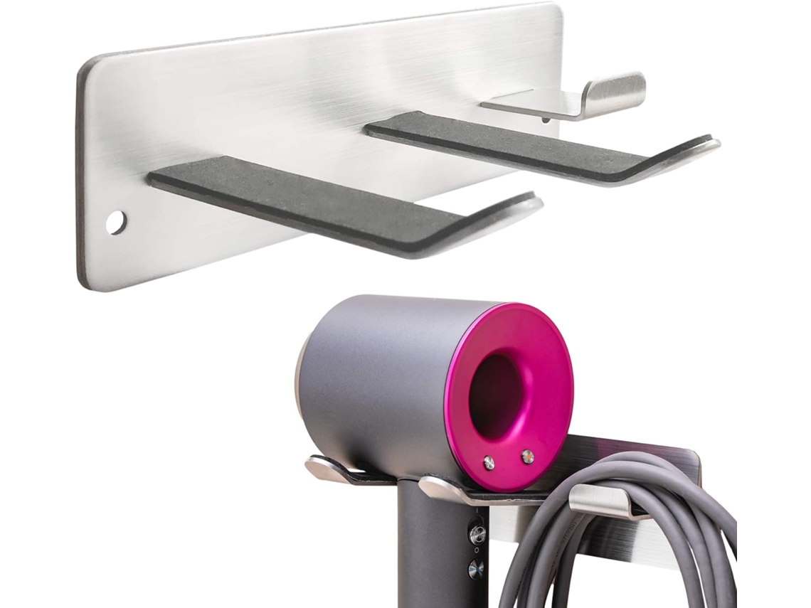 Suporte De Parede Para Secador Cabelo, Uma Solução Armazenamento Que Economiza Espaço, Feito Aço Inoxidável 304 (prateado).