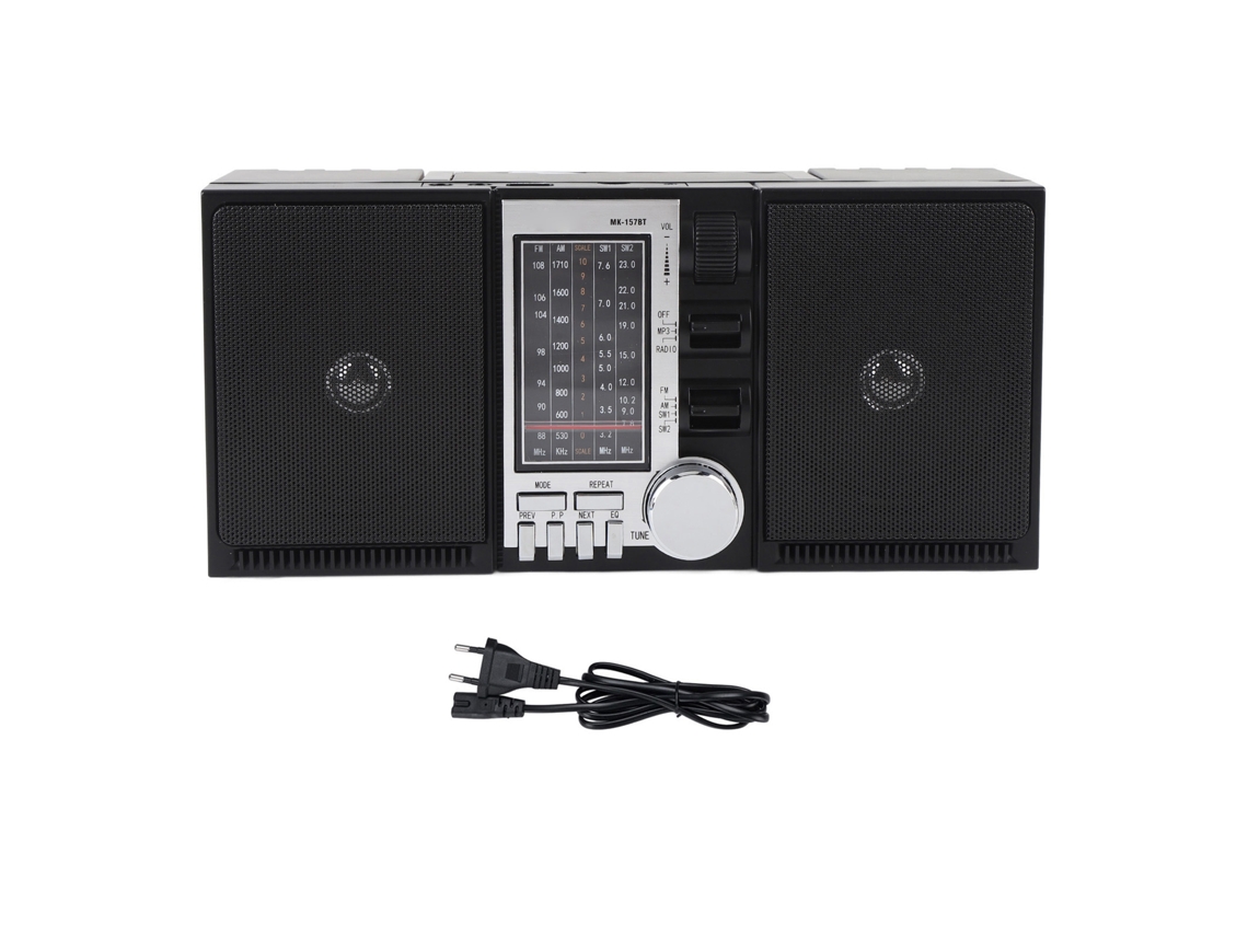 Aetheria rádio Portátil Am Fm Sw com Alto falante Bluetooth Bateria Recarregável 2400mah Plugue Eu