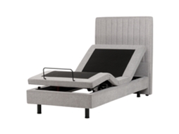 Cama Ajustável Estofada Com Gravidade Zero Beliani Castellan De Tecido Cinzento Claro 90x200