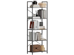 Estante para Livros,prateleira com 5 Níveis,estante Industrial com Estrutura Metálica,prateleira Aberta para Sala de Estar,60x30x170,5cm,preto BTFORUS