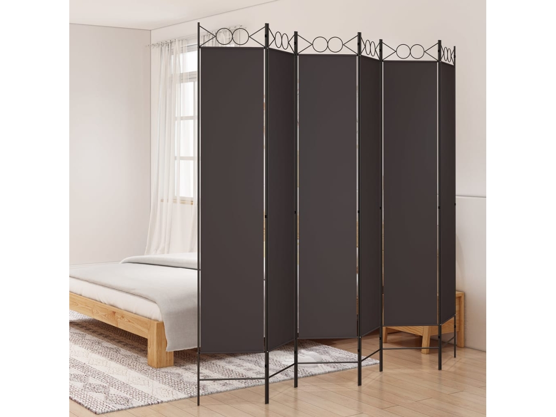 Vidaxl Divisória/biombo Com 6 Painéis 240x220 Cm Tecido Castanho