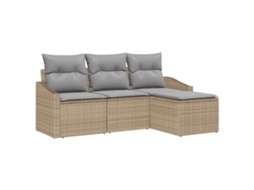 Conjunto 4 Conjunto De Sofás Para Exterior Vidaxl Bege Vime Pe (178 X 117 X 85 Cm)