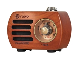 2025 Novo Mini Rádio de Madeira Pequena Retrô com Alto falante Bluetooth Fm Portátil Recarregáv El Graves GOKOCO