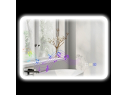 Espelho Banheiro Led Bluetooth 50x70cm C/ Toque 3 Cores Antiembaça Memória, Prateado