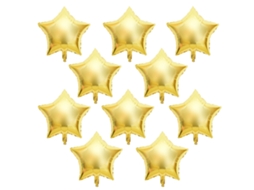10 Balões de Papel Alumínio Estrela de 10" em Dourado