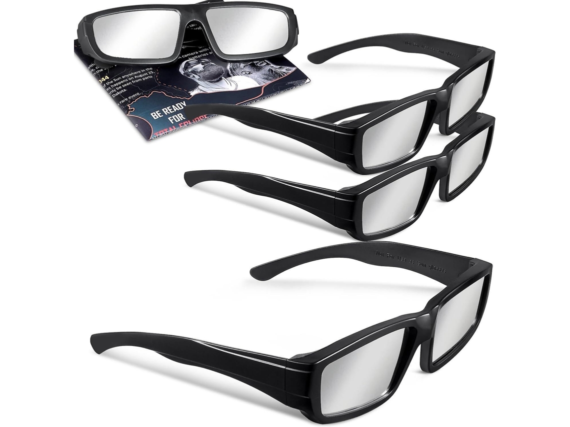 Óculos Para Eclipse Solar, Pacote Com 4 Unidades, Certificados Iso 12312-2:2015(e) E Ce, Seguros Para Observação Direta Do Sol, Recomendados Pela Aas.
