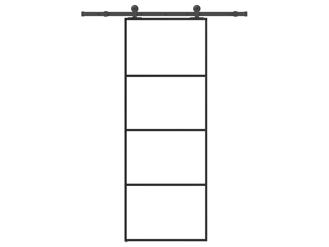 Vidaxl Porta Deslizante C/ Conj. Ferragens 76x205cm Vidro Esg/alumínio