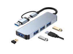 Lurelia Hub Usb-c 4 Em 1 Com Usb 3.0, Usb 2.0, Leitor De Cartões, Otg Para Portátil