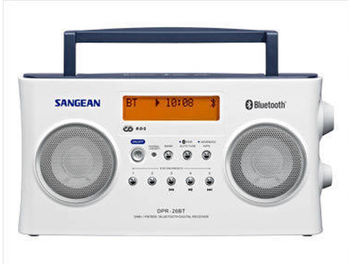 Rádio SANGEAN DPR-26BT (Branco - Digital - DAB+ / FM RDS - Bateria)