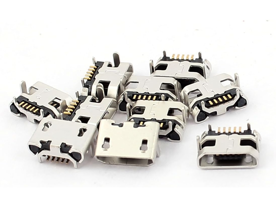 10 Unidades de Conector Smt Interno Micro B Usb de 5 Pinos para Montagem em Pcb CHABERLU