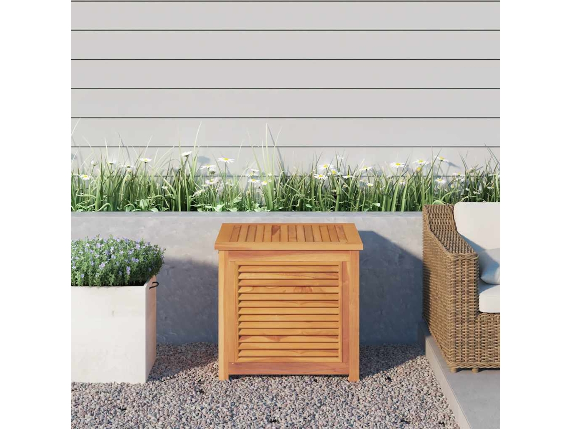 Vidaxl Caixa De Arrumação Para Jardim Com Saco 60x50x58 Cm Teca Maciça