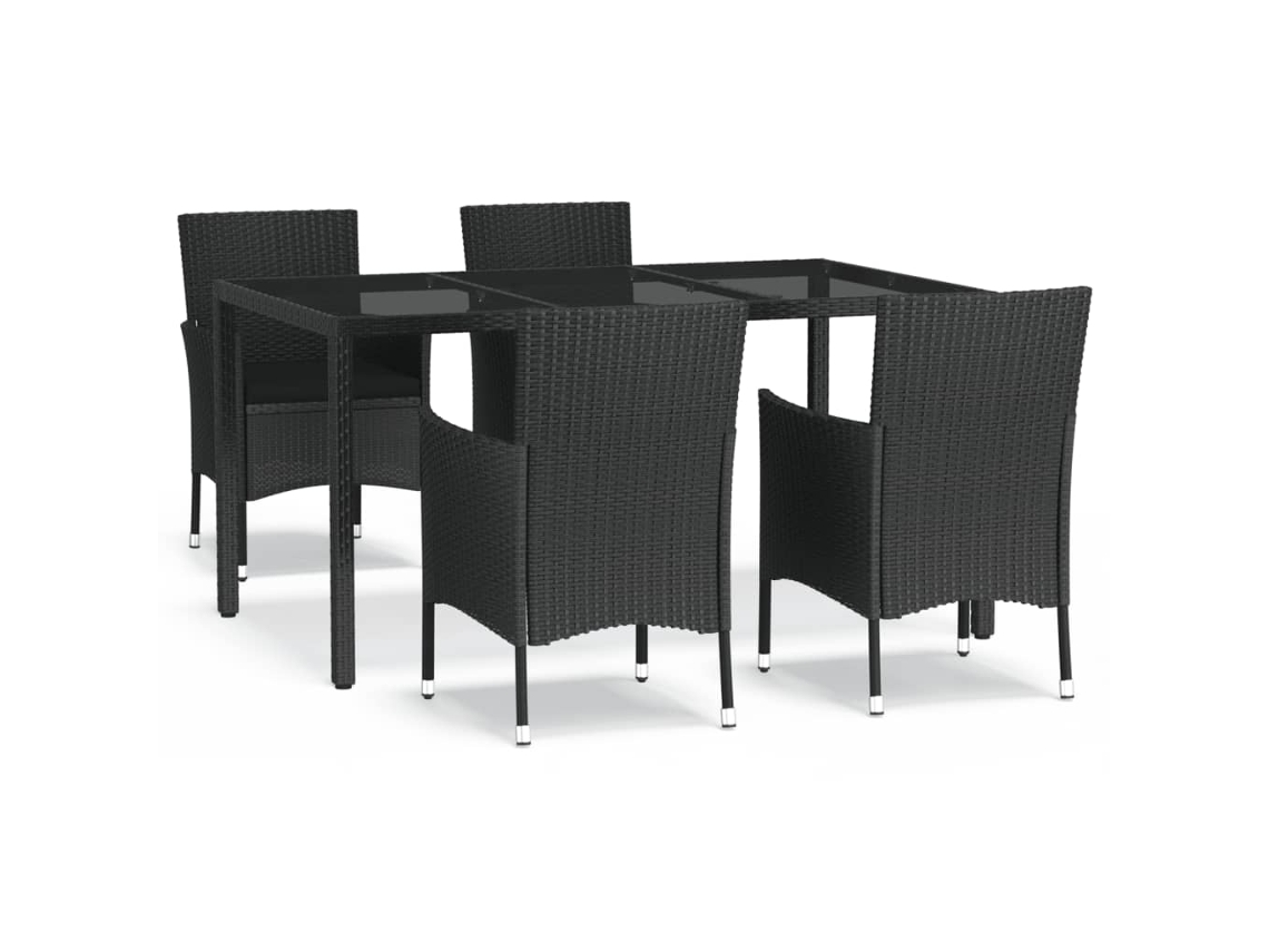 Garden Dining Set, Garden Dining Sets Vidaxl Preto Rattan / Vime (mesa Com 150 Cm De Comprimento)