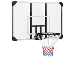 Cesto de basquete com tabela resistente a impactos, altura ajustável, interno e externo, estrutura de aço, preto