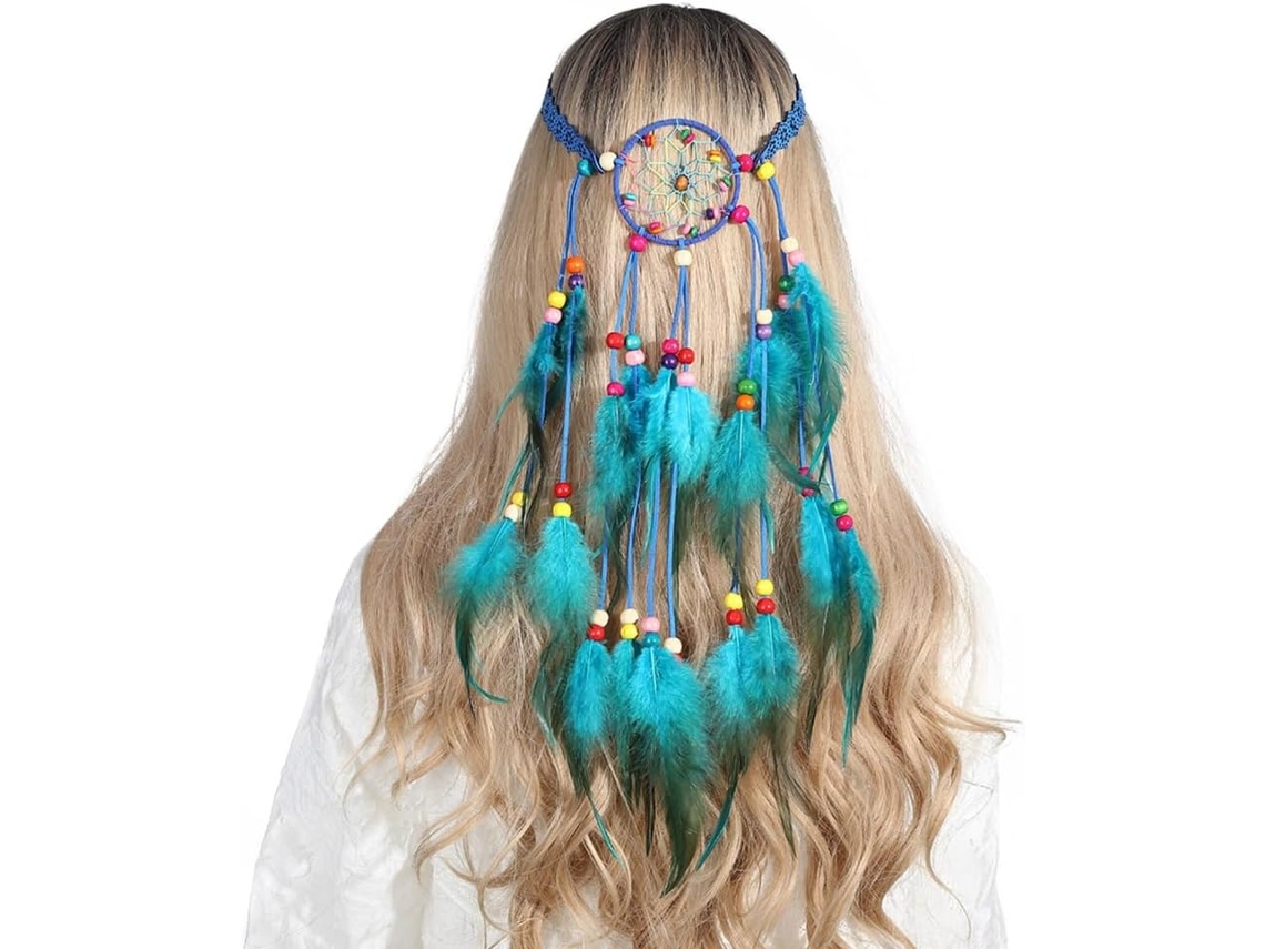 Tiara SFUSHOS estilo boêmio com penas, apanhador de sonhos, para festas e Halloween