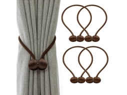 Conjunto De 4 Suportes Magnéticos Para Cortinas, Com Fivela Para Cortinas Trançadas . Aquaforge (cor Café)