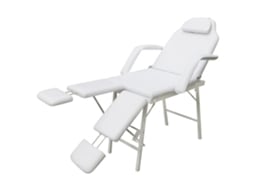 Vidaxl Cadeira Portátil Para Tratamento Facial, Pele Sintética, 185x78x76 Cm, Branca