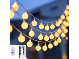 Guirnalda solar con 80 LED para exteriores, resistente al agua, ideal para jardín, balcón, Navidad y camping (blanco cálido)